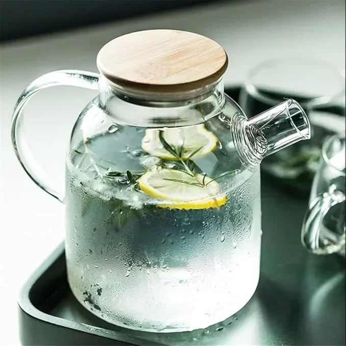 1.8L Clear Borosilicate Glass Pitcher, Clear Large Teapot, Teapot for Cold/Hot Drinks and Milk Water Pitcher(1800ML)