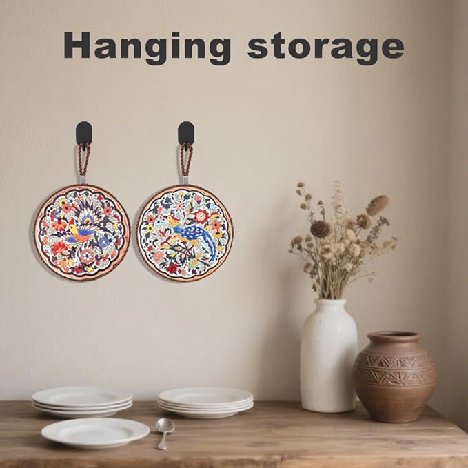 2 pcs Ceramic trivets, hot Dish mat, hot Pot Holder, Pot Holder, Heating Pads for Decorating tabletops and countertops, can be Hung, Kitchen Decor