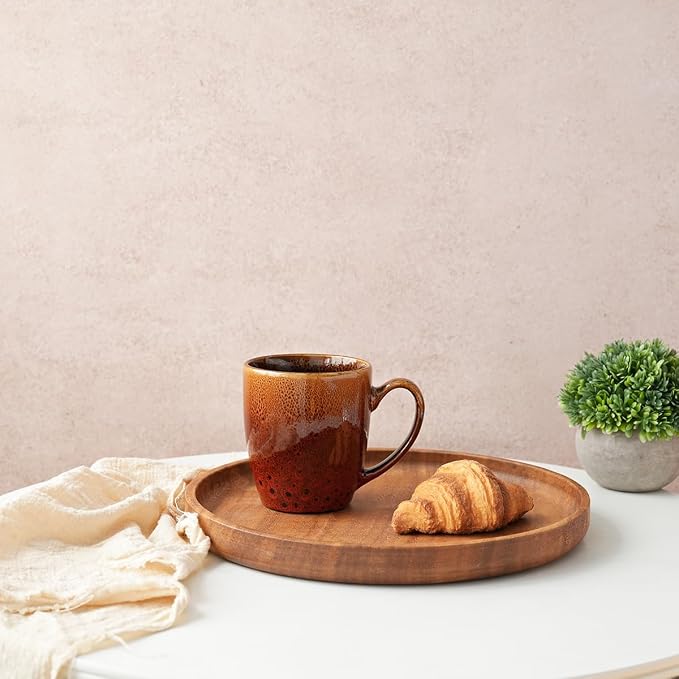 Bosmarlin Ceramic Coffee Mug Set of 4, 17 Oz, Coffee Cups with Big Handle, Microwave Safe, Unique Reactive Glaze (Orange&Red)