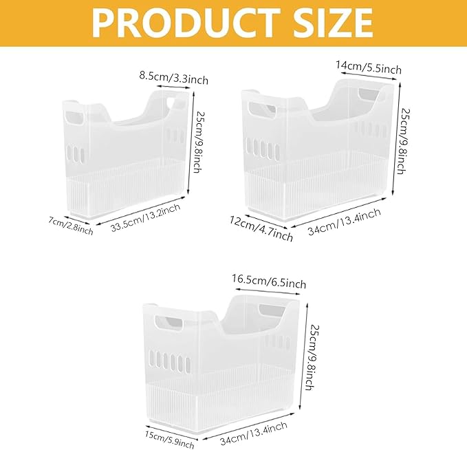 6 Pcs Plastic Freezer Organizer Bins with Wheel Tall Narrow Kitchen Organization Rolling Bins Storage for Cabinet, Bathroom, Under Sink, Office