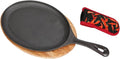 Fajita Skillet,Cast Iron Plates for Home Party Eating，Sizzler Plates With Wooden Base And Handle Cover,Cast Iron Skillet Set，Steak Plates for Home Party Eating
