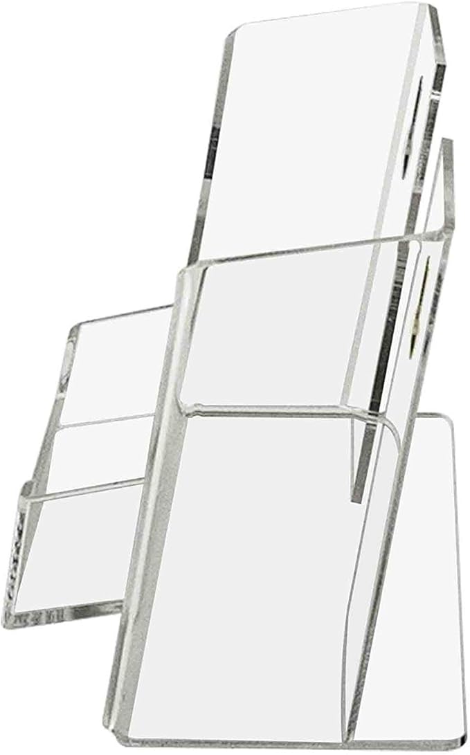 Marketing Holders 6 Pack Postcard Holder for 6 Inch Wide Printed Materials and 3.5" x 2" Business Cards Clear Acrylic Counter or Wall Mount Promotional Literature Organizer with Hanging Hardware
