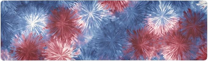 2-in-1 Table Runner Trivet for Hot Dishes Heat Resistant Hot Plate Mat Pad 39x12 Inch Waterproof Table Protector Trivets for Countertop Non Slip Decorative Retro Tie Dye Fireworks