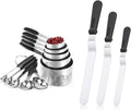 U-Taste 18/8 Stainless Steel Measuring Cups and Spoons Set of 10 and Stainless Steel Offset Icing Spatula Set (Black)