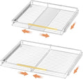 SANNO Chrome Expandable Pull Out Kitchen Cabinet Organizer, 14"-25" Width, 22.24" Depth, 2.7" Height, 2 Shelves, Modern Style, Bottom-Mounted, Easy Install, Kitchen Use