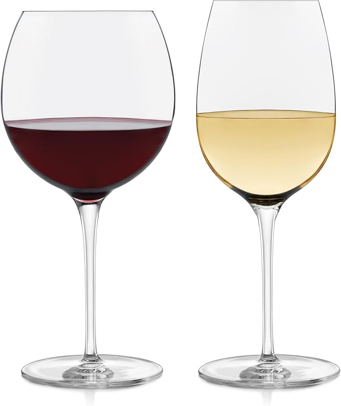 Libbey Signature Kentfield Red and White Wine Glasses Set of 12, Elegant, Dishwasher Safe Drinking Glassware, Party Wine Glasses for Birthdays, Weddings, & More