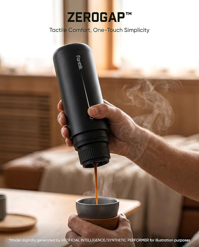 Fanttik Cafein 11 Portable Coffee Machine, Self-Heating Electric Espresso Machine with USB-C, 20 Bar Coffee Maker for Travel, Hiking, Gym and Office