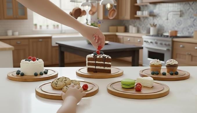 4-Pack Small Personal Charcuterie Cheese Board Set & Serving Tray - 6 Inch mini Bamboo Plates with Knives & Forks, Party Serving Set for Wedding Favors, Bridal & Baby Shower, Ideal Gifts