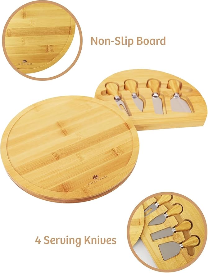 RoyalHouse Personalized Cheese Board, Custom Bamboo Engraved Customized Gifts Bridal Shower Gifts Perfect for Personalized Wedding and Christmas Gifts