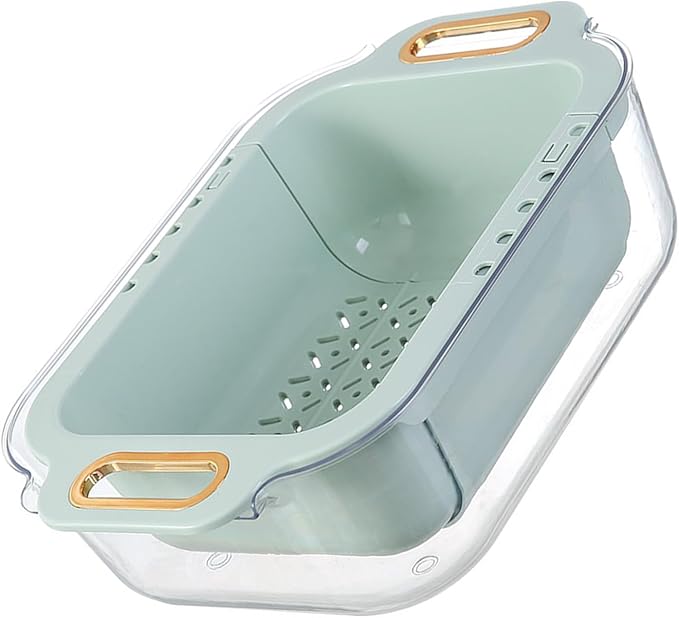 Basket Storage Box Kitchen Extendable Over Sink Colander Expandable Dish Drying Rack Double Layer Retractable Drainer Fruit