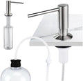 Avola Kitchen Sink Soap Dispenser, Solid Brass Pump with 47" Food-Grade Silicone Extension Tube & 17oz PET Bottle,in or Under Sink Installation, Brushed Nickel, Anti-Reflux Built in Soap Dispensers