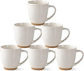 AmorArc 12oz Ceramic Coffee Mugs set of 6, Stylish Coffee Mugs with Rustic Terracotta Underside for Latte/Cappuccino/Milk/Cocoa, Dishwasher&Microwave Safe, Light Beige