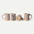 MORA Medium Mugs Set of 4, 16oz Ceramic Pottery Latte Mugs/Coffee Cups - Microwave and Dishwasher Safe - Mushroom