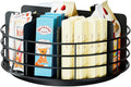 Snack Organizer - Versatile Snack Storage, Lazy Susan with Convenient Grab-and-Go Design, Metal Snack Holder for Home, Office, Breakroom, 10.85" L x 10.85" W x 5" H (Matte Black)