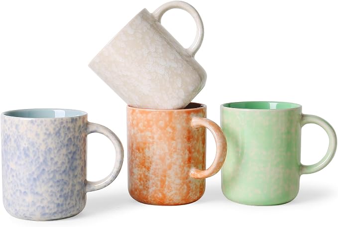 MONITO 17 OZ Coffee Mugs Set of 4, Ceramic Modern Coffee Mugs Set with handle for Tea/Latte/Milk/Cocoa.