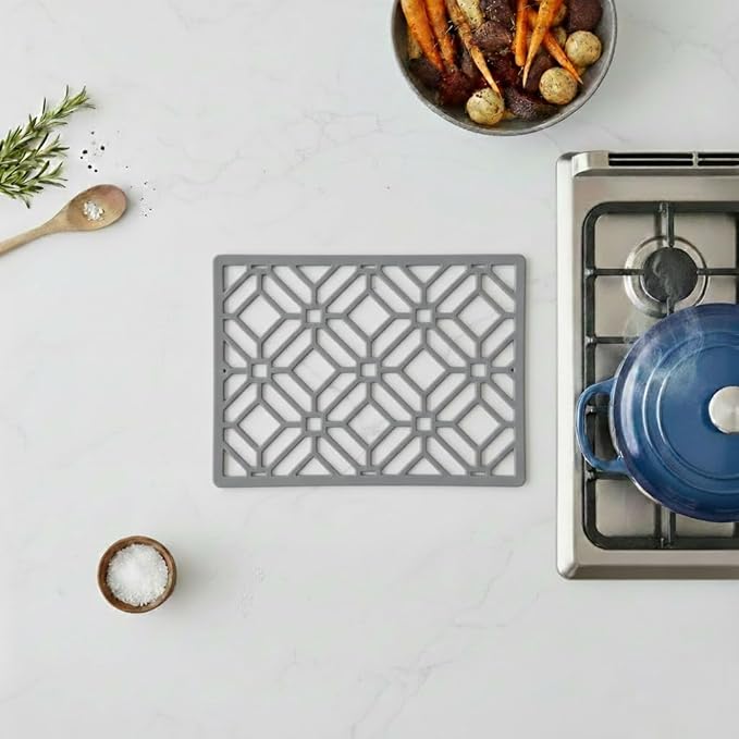 GASARÉ, Extra Large, Thick, Silicone Trivet for Hot Dishes, Pots, and Pans, Heat Resistant Mat for Countertop, Hot Pad for Kitchen, Easy to Clean, 16 x 12 x 3/8 Inches, Gray