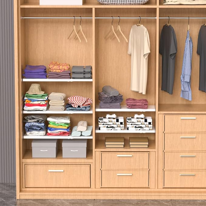 Expandable Closet Tension Shelf with Strong Adhesive Hanging Shelves Closet Divider Separator Storage Shelves for Cabinet Wardrobe Cupboard, 3 Pack (L:16.9'' to 31.5"; W:11.8'')