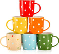 Elsjoy 6 Pack Polka Dot Coffee Mugs, 12 Oz Ceramic Coffee Mugs Colorful Porcelain Mug Set for Coffee, Tea, Milk, Hot Chocolate