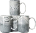 14 OZ Marble Coffee Mugs, M068 Novelty Marble Ceramic Cup for Home and Office, Microwave Dishwasher Safe, Set of 4, Gray