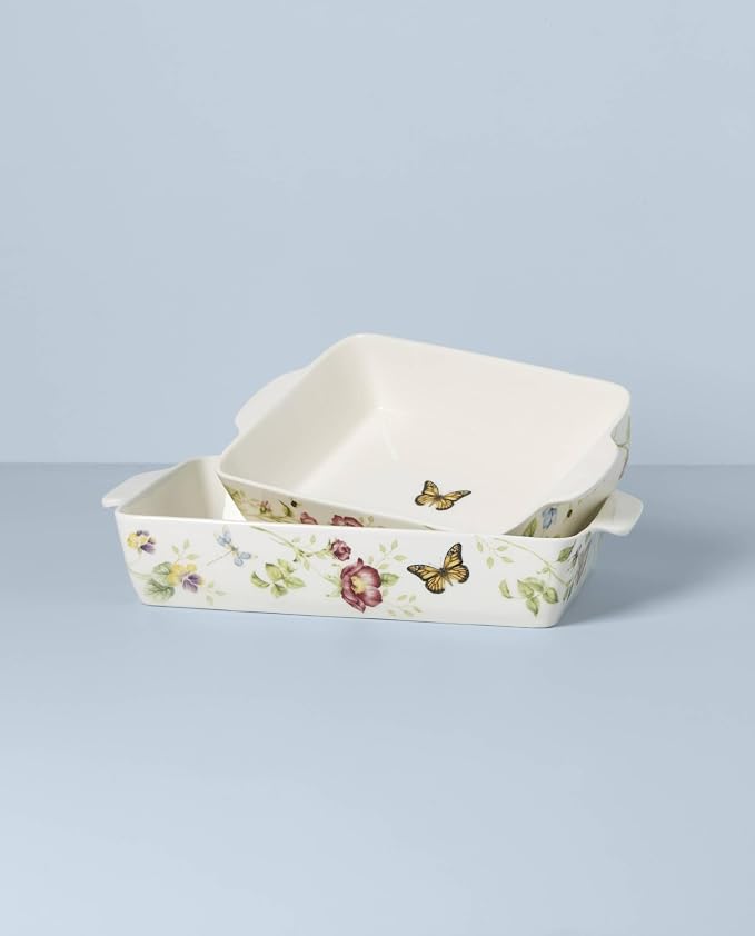 Lenox Butterfly Meadow Rectangular Baker Set, 2-Piece, Porcelain