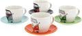 BRISA VW Collection - Volkswagen Espresso Cups Coffee-Tea-Cappuccino Set in T1 Bus Campervan Design (Bus Front/100ml/3.4 fl oz) (Set of 4 (red/black, petrol/brown, orange, green))