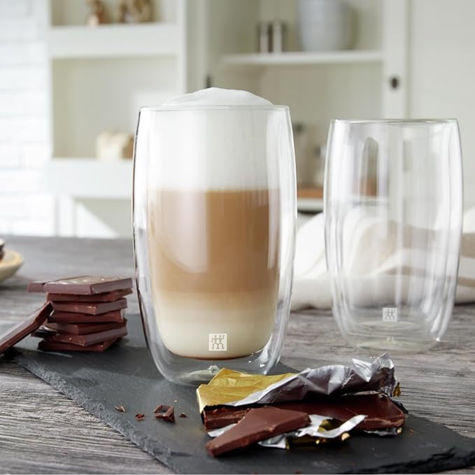 ZWILLING Sorrent 39500-078 Sorrento Double Wall Glass Latte, 11.8 fl oz (350 ml), Set of 2 Pieces, Tumbler, Insulated, Cold Insulated, Iced Tea Cup, Double Layer, Microwave Safe