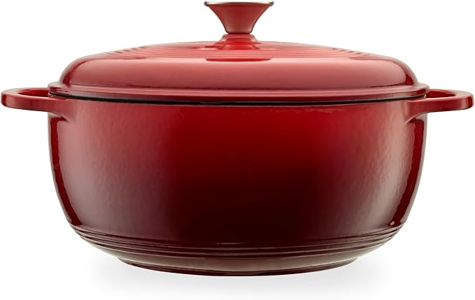 Mercer Culinary Enameled Cast Iron Round Dutch Oven, 6 qt., Red