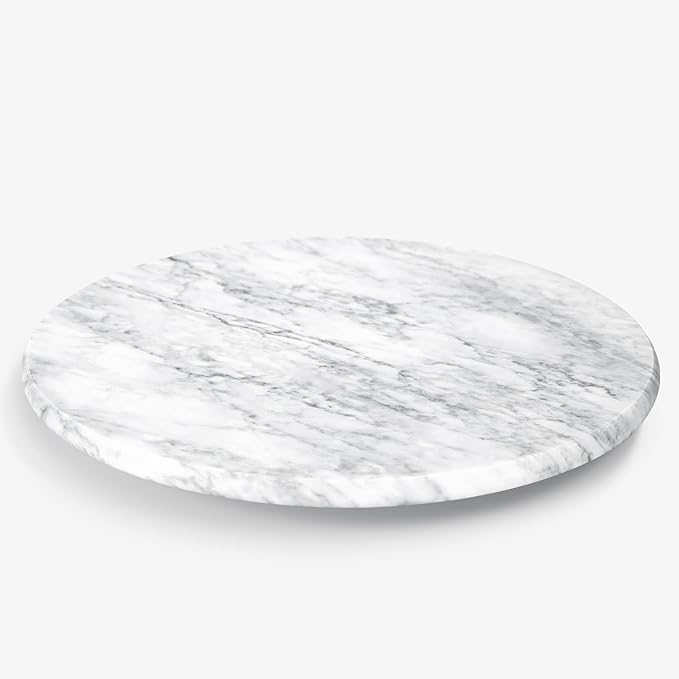 Marble Lazy Susan, 10" Lazy Susan Board with Silent Rotating, Natural Marble Cake Turntable for Countertop Kitchen Turntable Storage, Cupcake, Food, Centerpieces