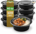 [40 oz Round Meal Prep Containers with Lids – BPA-Free Food Storage Containers, Bento Box for Restaurant & Catering Use, Stackable, Microwave, Dishwasher, Freezer Safe – 100 Pack