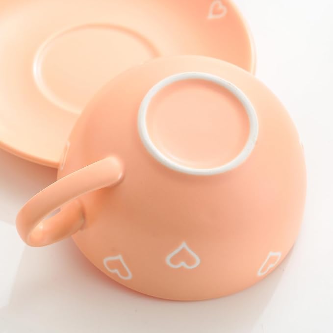 Domini Teapot cup combo,Teapot and Teacup for One,Tea Cup and Saucer Set-Tea Pot Set Gift for Girl Women,Matte orange