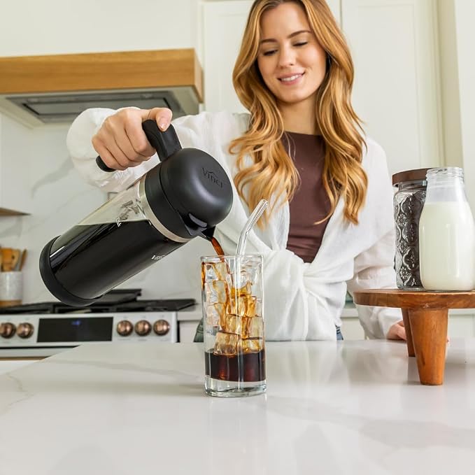 VINCI Cold Brew 360 Glass Coffee Maker – Patented Dual Filter Technology for Faster Brewing – Iced Coffee Pitcher (1.4 Liter / 47 oz)