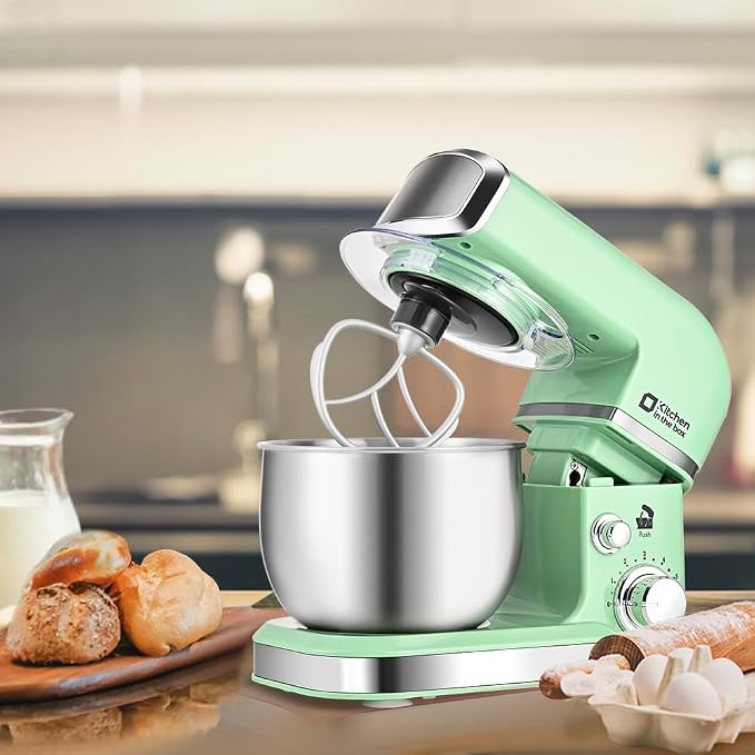 Kitchen in the box Stand Mixer,3.2Qt Small Electric Food Mixer,6 Speeds Portable Lightweight Kitchen Mixer for Daily Use with Egg Whisk,Dough Hook,Flat Beater