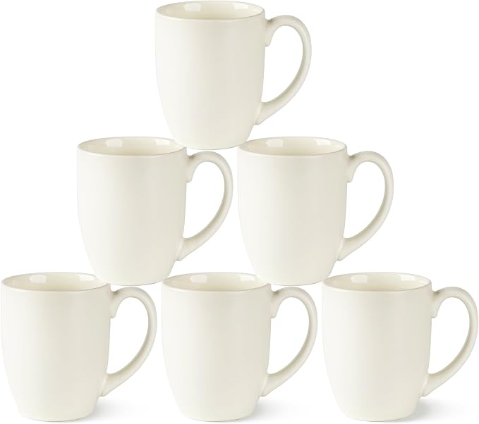 AmorArc 16oz Coffee Mugs Set of 6, Large Ceramic Coffee Mugs for Man, Woman, Dad, Mom, Modern Coffee Mugs with Handle for Tea/Latte/Cappuccino/Cocoa. Dishwasher&Microwave Safe, Light Beige