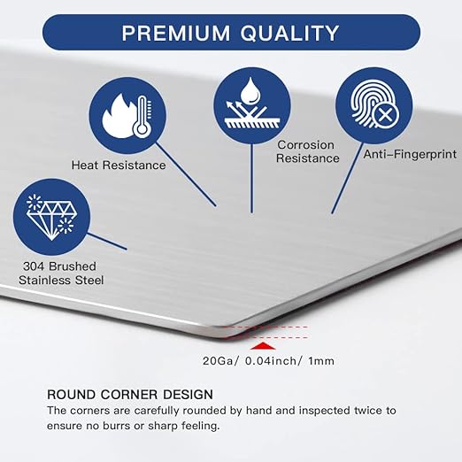 304 Brushed Stainless Steel Sheet Gap Filler, Metal Trim Strip for Wall Oven/Microwave Combo/Range/Cooktop, Self-Adhesive Gap Cover, 30" Long, 1'' Wide, 20Ga Thickness