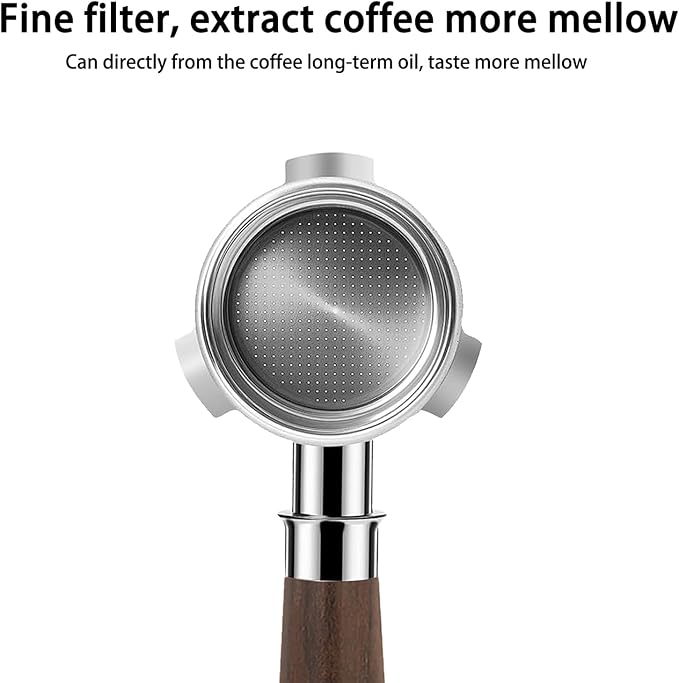 54mm Bottomless Portafilter for Breville BES870/878/880 | Barista Express/Pro/Touch | 304 Stainless Steel & Ebony Handle | Includes 18g Filter Basket