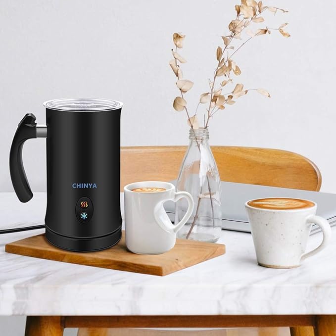 Milk Frother,CHINYA Electric Milk Frother Soft Foam Maker for Hot and Cold Milk Froth, Cappuccino, Coffee, Latte, Automatic Steamer,Stainless Steel Warmer, Double Wall, Non-Stick, Strix