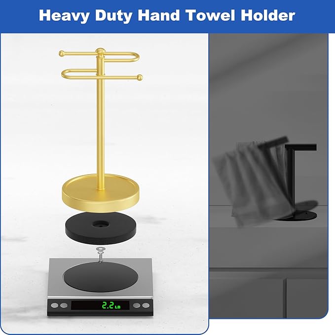 Hand Towel Holder, 304 Stainless Steel Heavy Duty S Shape Hand Towel Stand Free Standing Towel Bar for Bathroom Kitchen Countertop