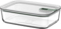 Mepal - Glass Food Container EasyClip - Container with lid & sliding closure - Meal prep boxen - Suitable for microwave, steam oven and oven - Airtight - 1,5 l - Nordic sage