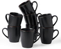 famiware Venus Coffee Mugs for 8, 13 oz Mug Set, Dringking Cup with Handle for Coffee, Tea, Cocoa, Milk, Matte Black