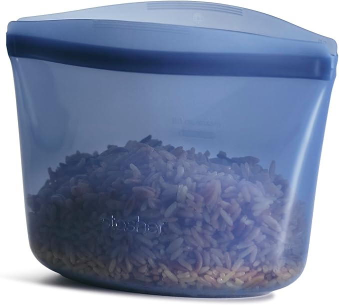Stasher Silicone Reusable Storage Bag, 2-Cup Bowl, Reusable Freezer Bag, Microwave, Dishwasher, Oven Safe, Sous Vide, Lunch Container, Eco Friendly, Food Storage Bag, Snack Bag, 16 oz, Deep Ocean | Reusable Food Bag