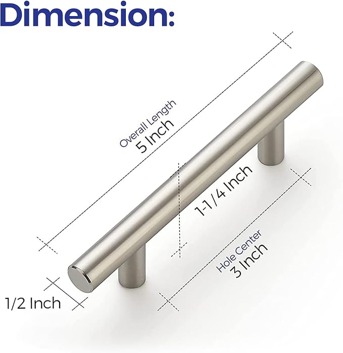 Ravinte 6 Pack 5 inch Kitchen Cabinet Handles Cabinet Pulls Brushed Nickel Stainless Steel Kitchen Drawer Pulls Cupboard Handles 3" Hole Center