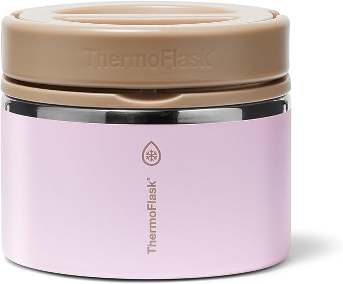 ThermoFlask Insulated Food Jar with Leakproof Lid (12 oz, Blush Sandstone) - Stainless Steel Food Containers for Hot & Cold Meals, Lunch, Soup & Snacks