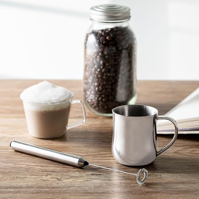 &NE NIM-353 Nikii Cafe Milk Frother 1.0 x 9.8 inches (2.5 cm) x Length 9.8 inches (25 cm) Milk Whisk Stainless Steel Electric Whisk Milk Creamer Latte Art Small