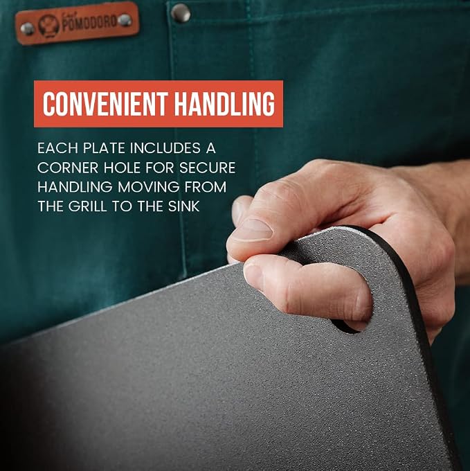 Chef Pomodoro Pizza Steel for Oven, 13x13 In, 1/4 Thick Baking Steel | Pre-seasoned Steel Baking Stone for Pizza, Bread & Pastries; Durable, Grill-safe, Easy-clean With Finger Hole Handle