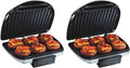 Hamilton Beach Electric Indoor Grill, 6-Serving, Large 90 sq. in. Nonstick Easy Clean Plates, Floating Hinge for Thicker Foods, 1200 Watts, 6.38"D x 12.68"W x 13.78"H, Silver (25371), (Pack of 2)