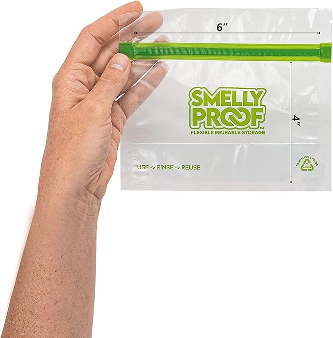 Smelly Proof 15 x Reusable Food Storage Bags, Reusable Freezer Bags, Reusable Snack Bags, Stand-Up Expandable “Stand & Fill”, Clear 3-Mil 6” x 4”, US Made, BPA FREE, NO PEVA, 15-pk