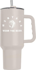 Logo Brands NCAA Montana Grizzlies Sand 40 oz Tumbler with Handle - Stylish Everyday Use Powder Coated-Stainless Steel with Straw- Keeps Cold For Hours