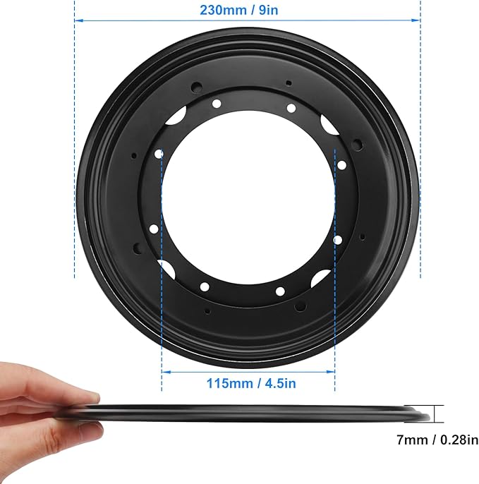 6 PCS 9 Inch Black Lazy Susan Turntable Bearing Plate, Lazy Susan Bearings Base, Lazy Susan Hardware, Easy Installation, Solid Metal Construction, for Home and Industrial, by GENHAKON