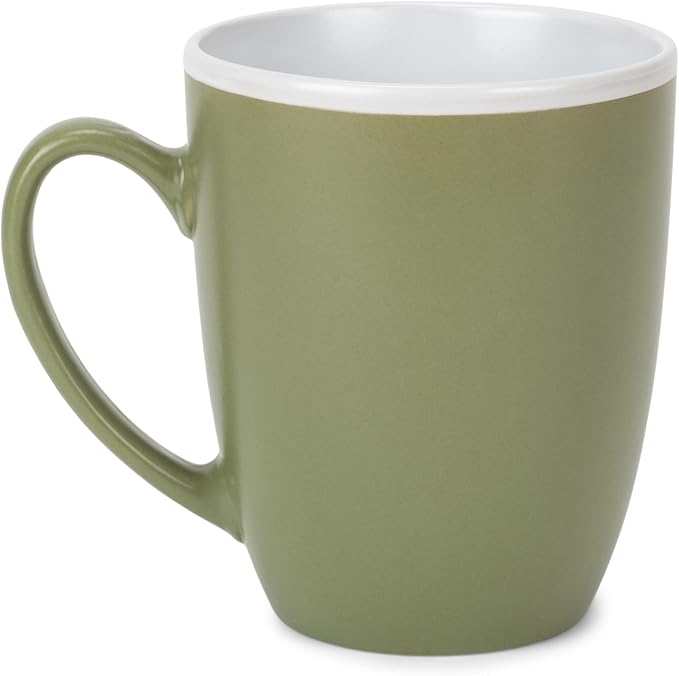 Elanze Designs Solid Color Green White Interior 16 ounce Matte Ceramic Mugs Matching Set of 4