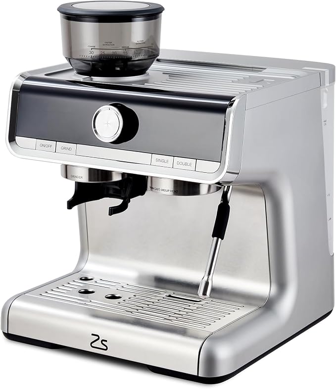 GarveeHome Espresso Machine With Grinder, 20 Bar Semi-Automatic Espresso Coffee Maker With Milk Frother Steamer Wand Cappuccino Latte Macchiato, 95 oz Water Tank, Pid Temperature Control-Silver2